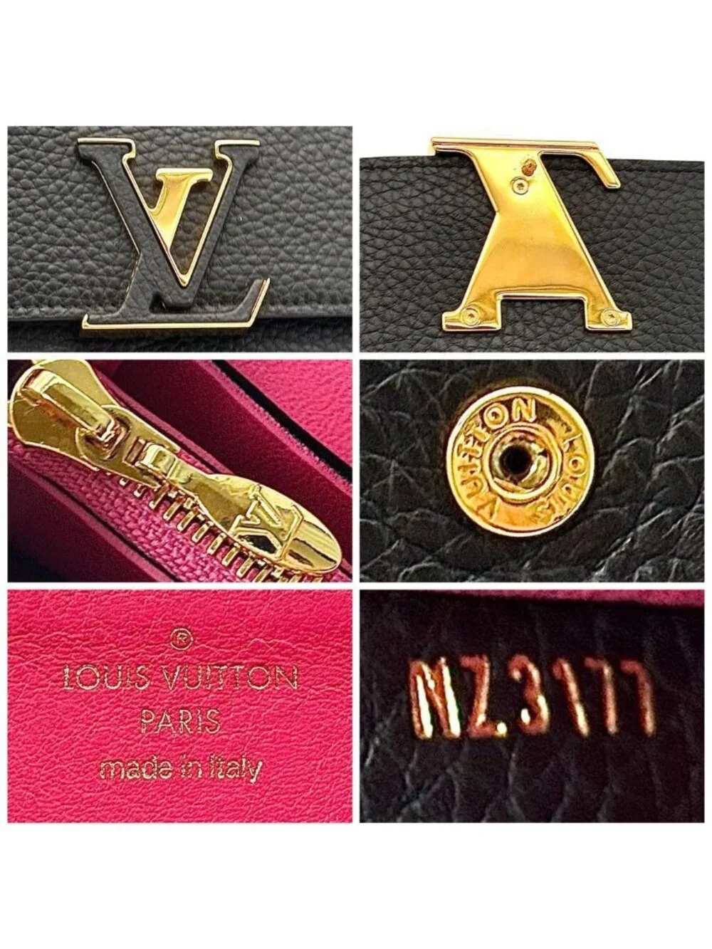 Louis Vuitton Wallet Portefeuille Capucines Black Pink